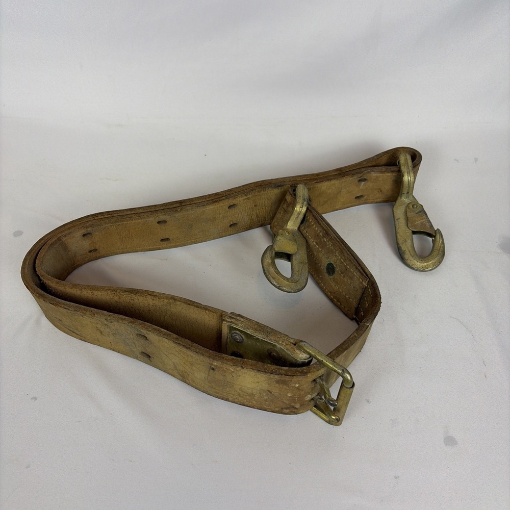 Vintage 1967 M Klein & Sons Mining Safety Harness Leather Industrial Strap Hooks